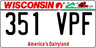 WI license plate 351VPF