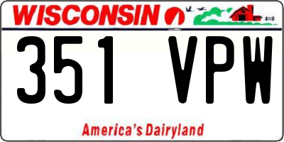 WI license plate 351VPW