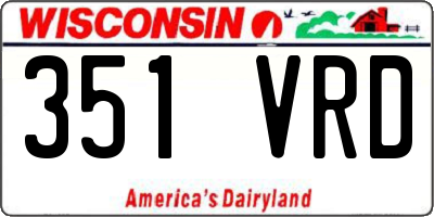 WI license plate 351VRD
