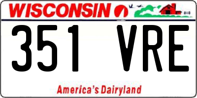 WI license plate 351VRE
