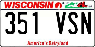 WI license plate 351VSN