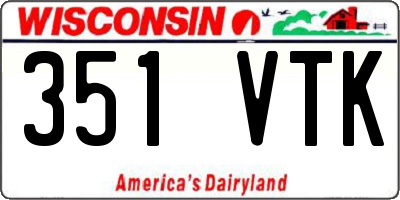 WI license plate 351VTK