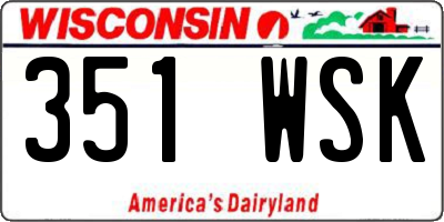 WI license plate 351WSK