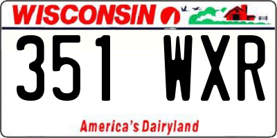 WI license plate 351WXR