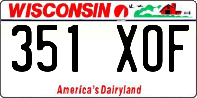 WI license plate 351XOF