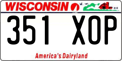 WI license plate 351XOP