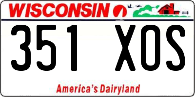 WI license plate 351XOS