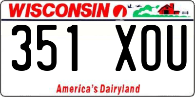 WI license plate 351XOU