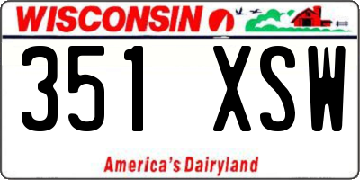 WI license plate 351XSW