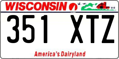 WI license plate 351XTZ