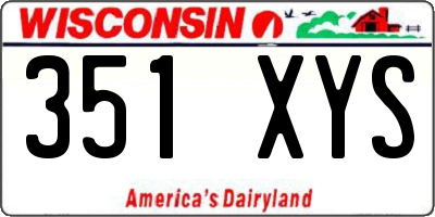 WI license plate 351XYS