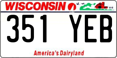 WI license plate 351YEB