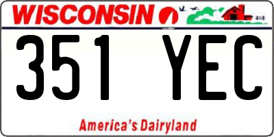 WI license plate 351YEC