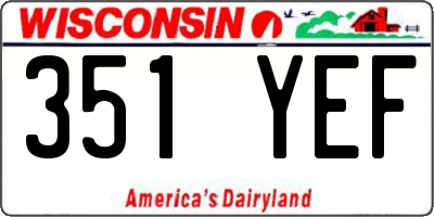 WI license plate 351YEF