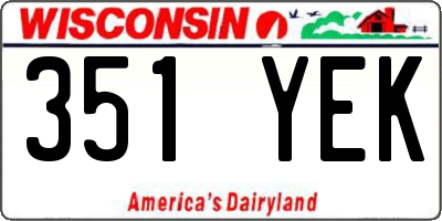 WI license plate 351YEK
