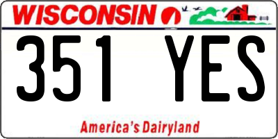 WI license plate 351YES