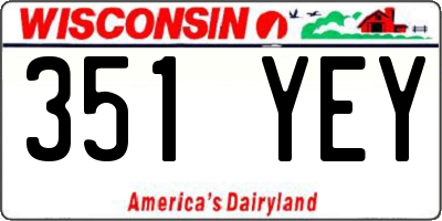 WI license plate 351YEY
