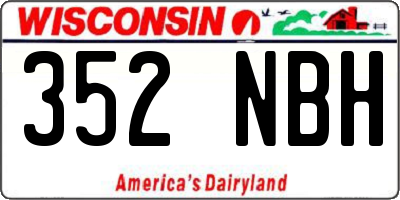 WI license plate 352NBH