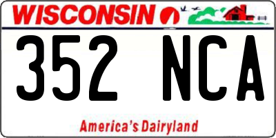 WI license plate 352NCA