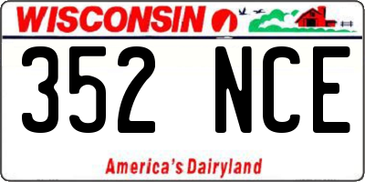 WI license plate 352NCE