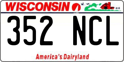 WI license plate 352NCL