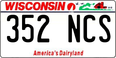 WI license plate 352NCS