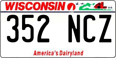 WI license plate 352NCZ