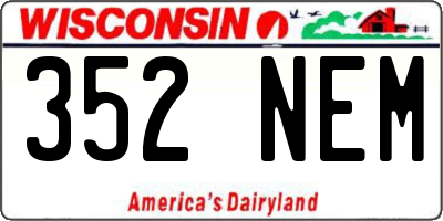 WI license plate 352NEM