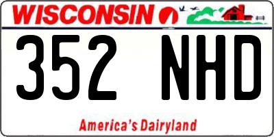 WI license plate 352NHD