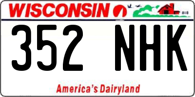 WI license plate 352NHK