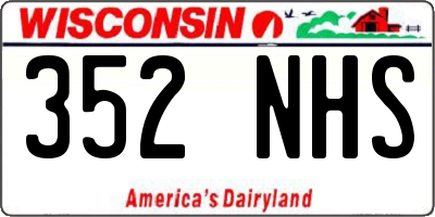 WI license plate 352NHS