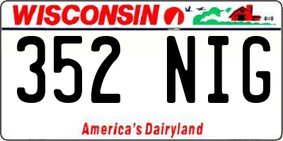WI license plate 352NIG