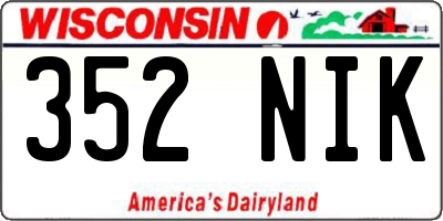 WI license plate 352NIK