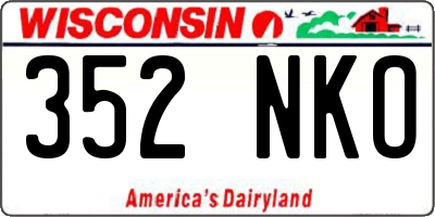 WI license plate 352NKO