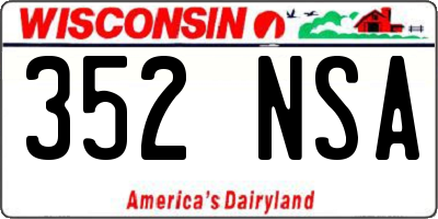 WI license plate 352NSA