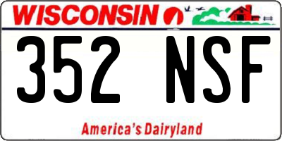 WI license plate 352NSF