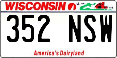 WI license plate 352NSW