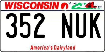 WI license plate 352NUK