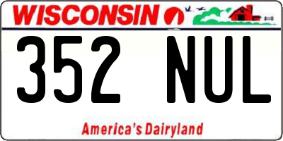 WI license plate 352NUL