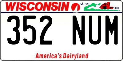WI license plate 352NUM