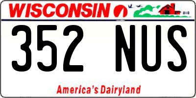 WI license plate 352NUS