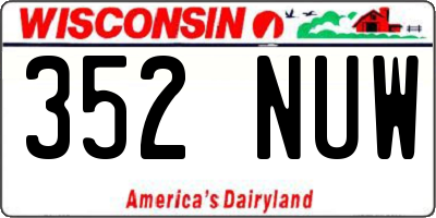 WI license plate 352NUW