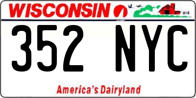 WI license plate 352NYC