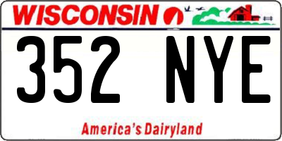 WI license plate 352NYE