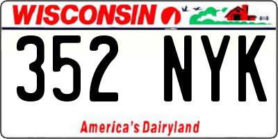 WI license plate 352NYK