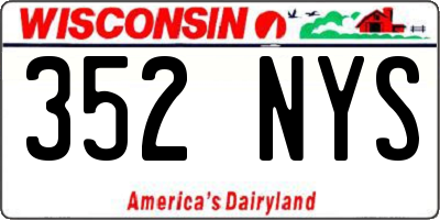 WI license plate 352NYS