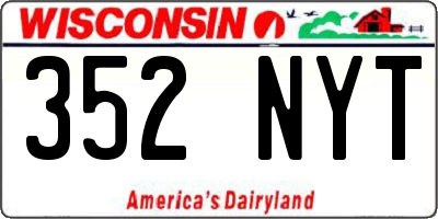 WI license plate 352NYT