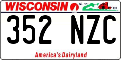 WI license plate 352NZC
