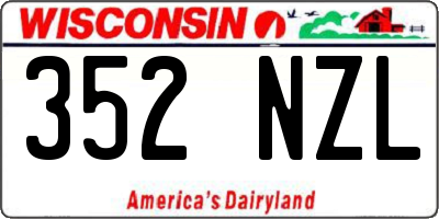 WI license plate 352NZL