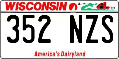 WI license plate 352NZS